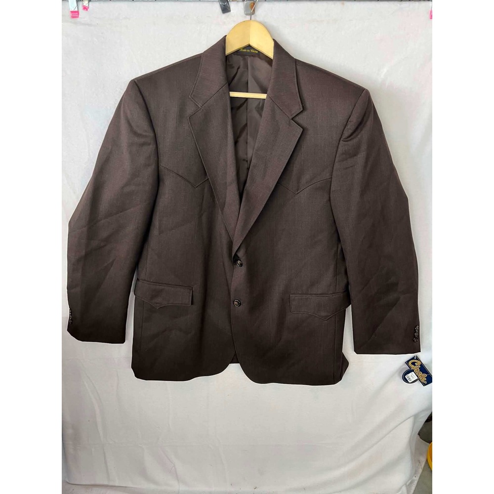 Circle S Mens Western Blazer Chocolate Brown 100% Wool Sport Coat CC4547 46R NWT